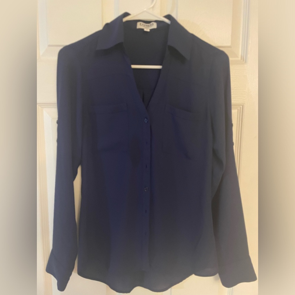 Ladies LS express shirt blue XS